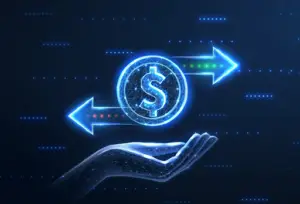 Bitunix A digital hand holds a glowing dollar sign with two arrows, one green pointing right and one red pointing left, symbolizing buy crypto or currency exchange on a dark blue tech-themed background. | Bitunix Bitunix A digital hand holds a glowing dollar sign with two arrows, one green pointing right and one red pointing left, symbolizing buy crypto or currency exchange on a dark blue tech-themed background.