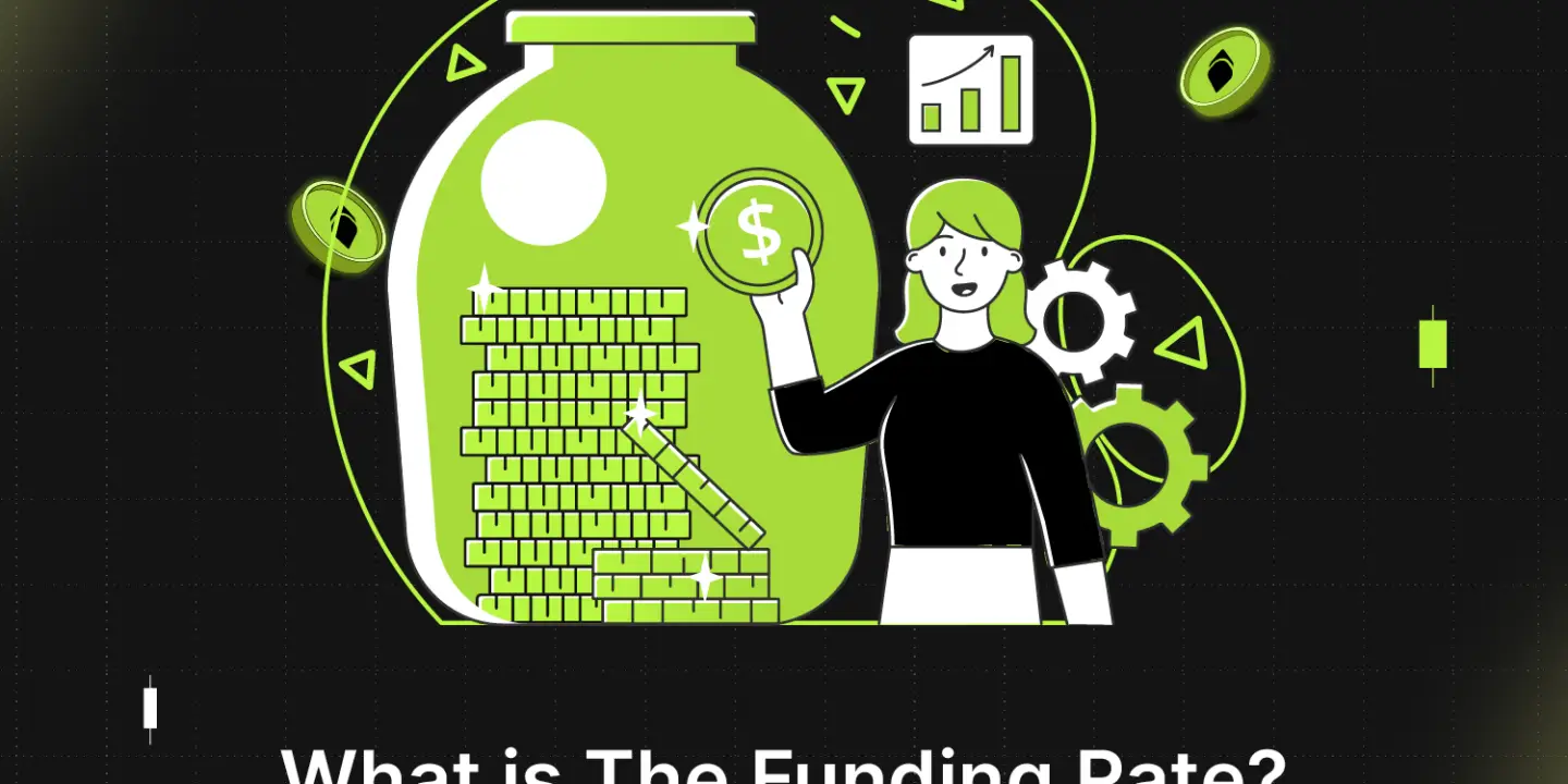 Bitunix An illustration of a person holding a coin next to a large jar filled with money, surrounded by finance icons. Text below reads, “What is the Funding Rate? Full Guide to understanding funding rates.”.