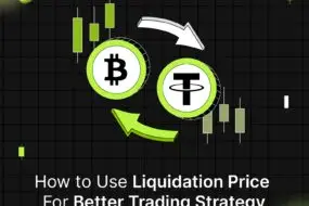 Bitunix Illustration of Bitcoin and Tether symbols connected by circular arrows, with candlestick chart elements in the background, highlighting how to use liquidation price for a better trading strategy.