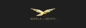 Bitunix A gold, stylized eagle with outstretched wings is above the words WORLD LIBERTY in gold capital letters, all set against a black background.