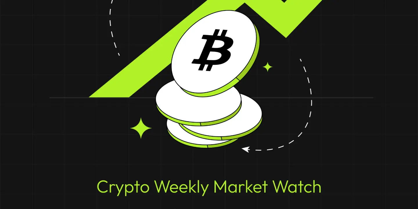 Bitunix A green upward arrow with Bitcoin coins symbolizes growth. Text reads: Crypto Weekly Market Watch. The Theme of the Week is Patience—Wait for the Pullback to Go Long. Black background with green accents.