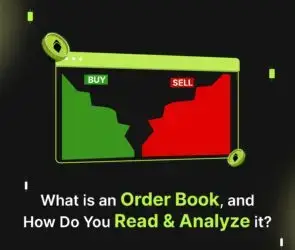 Bitunix A digital graphic displays an order book chart with green (buy) and red (sell) sections. Text below asks, What is an Order Book, and How Do You Read & Analyze it? on a dark background.