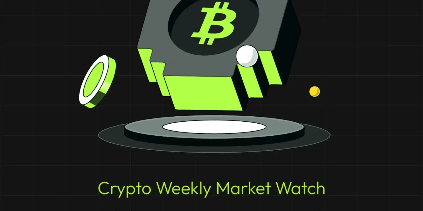 Bitunix A 3D Bitcoin symbol hovers above a platform, surrounded by geometric shapes, on a dark background. Text below reads: Crypto Weekly Market Watch – Short Positions Favored in the Coming Week.
