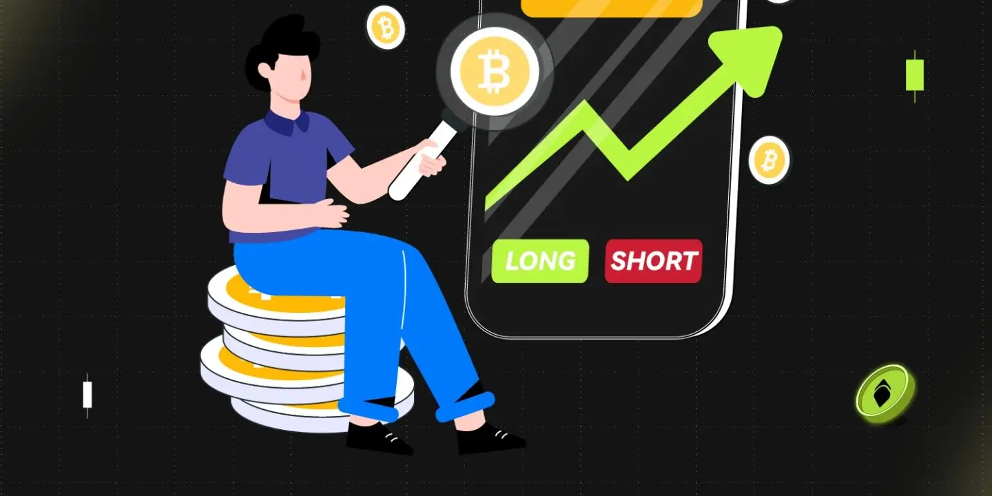 Bitunix Illustration of a person sitting on coins with a large phone displaying BTC/USD, a rising green arrow, and Long and Short buttons. Text reads: What is Hedge Mode and How To Use Hedge Mode in Futures Trading?. | Bitunix Bitunix Illustration of a person sitting on coins with a large phone displaying BTC/USD, a rising green arrow, and Long and Short buttons. Text reads: What is Hedge Mode and How To Use Hedge Mode in Futures Trading?.