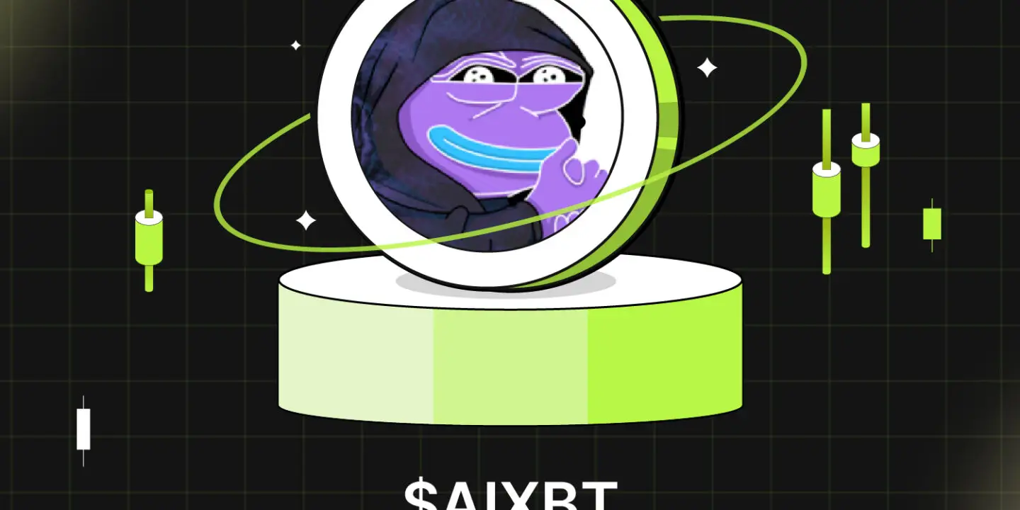 Bitunix A digital illustration features a cartoon frog in a hoodie, surrounded by green and white $AIXBT crypto-themed elements. Text below reads: $AIXBT What Is It and How to Buy? with a dark grid background. | Bitunix Bitunix A digital illustration features a cartoon frog in a hoodie, surrounded by green and white $AIXBT crypto-themed elements. Text below reads: $AIXBT What Is It and How to Buy? with a dark grid background.