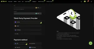 Bitunix A cryptocurrency exchange interface displays options to buy USDT or $AIDOGE, select a third-party payment provider, and choose payment methods like Visa, Mastercard, or bank transfer, with an illustration of a phone and crypto icons.