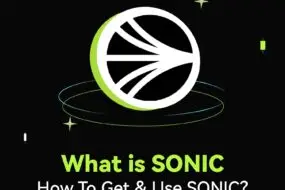 Bitunix A graphic with a circular abstract logo above the text: What is SONIC How To Get & Use SONIC? on a black background with green and white accents and floating geometric shapes.