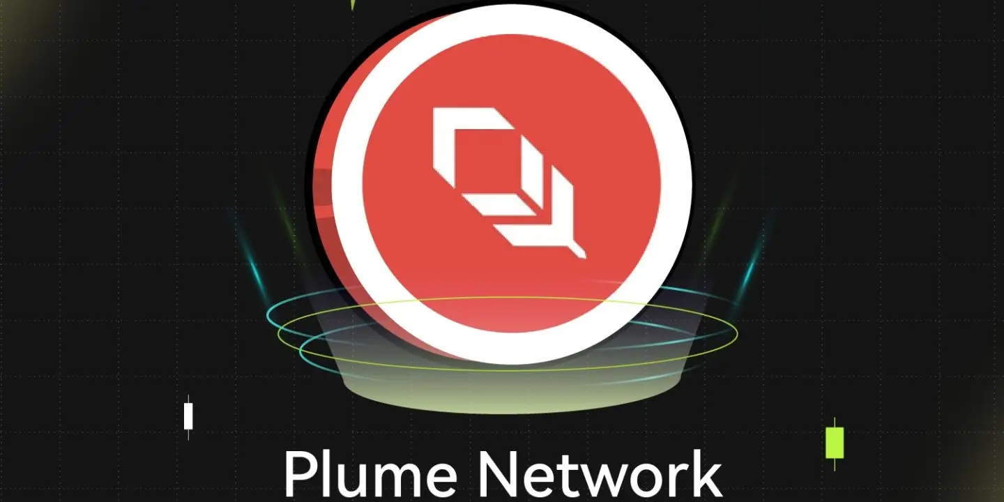 Bitunix A red and white circular logo with a stylized feather in the center, symbolizing PLUME, is surrounded by glowing rings. Below it, text reads Plume Network $PLUME on a dark grid background with green and white accents. | Bitunix Bitunix A red and white circular logo with a stylized feather in the center, symbolizing PLUME, is surrounded by glowing rings. Below it, text reads Plume Network $PLUME on a dark grid background with green and white accents.