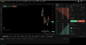 Bitunix A cryptocurrency trading interface on Bitunix displays a candlestick chart for BERAUSDT, order book data, recent trades, and buy/sell options. The current price is 7.42 USDT, with trading volume and market depth visible.