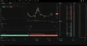 Bitunix Cryptocurrency trading interface showing a candlestick chart for YOST USDT, order book, price data, buy and sell options, and recent trades on a dark-themed dashboard.