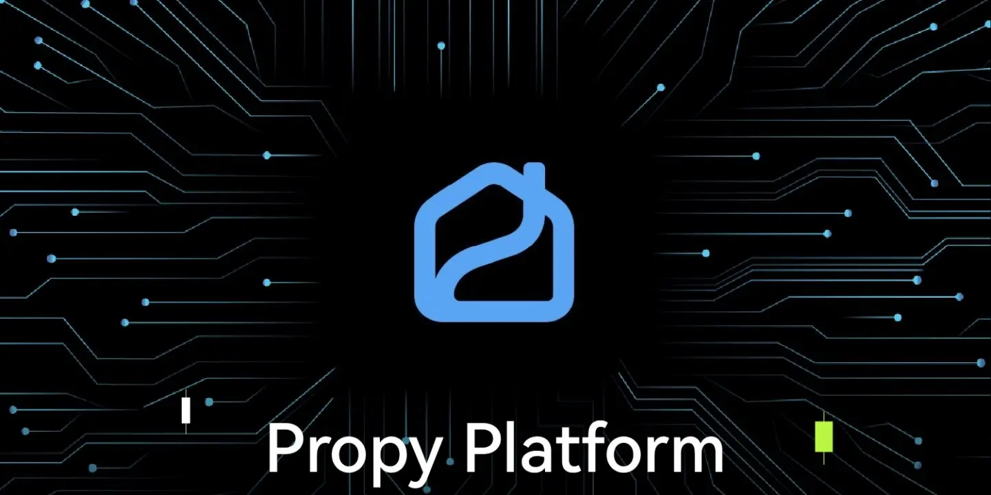 Bitunix A digital graphic with a blue house logo at the center, circuit-like lines radiating outward, and the text “Propy Platform $PRO” in white and green on a black background.