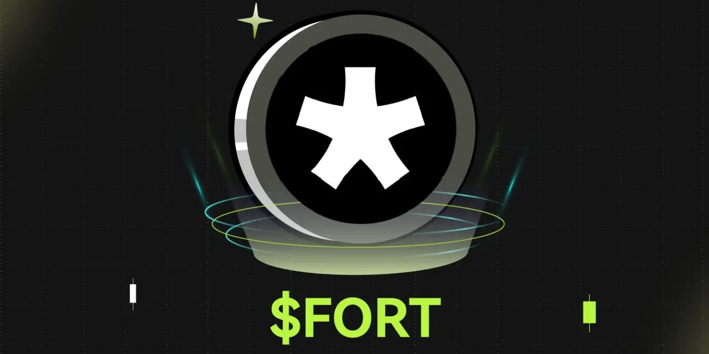 Bitunix A digital graphic featuring a black FORTA coin with a white star-like symbol in the center, glowing lines, and the text $FORT Forta Coin below, set against a dark background with green and white bar elements. | Bitunix Bitunix A digital graphic featuring a black FORTA coin with a white star-like symbol in the center, glowing lines, and the text $FORT Forta Coin below, set against a dark background with green and white bar elements.