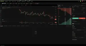Bitunix A cryptocurrency trading platform interface displays a candlestick chart with a falling MLN price trend, order book, buy/sell options, and market activity. The bottom section shows an empty area for orders or positions. | Bitunix Bitunix A cryptocurrency trading platform interface displays a candlestick chart with a falling MLN price trend, order book, buy/sell options, and market activity. The bottom section shows an empty area for orders or positions.