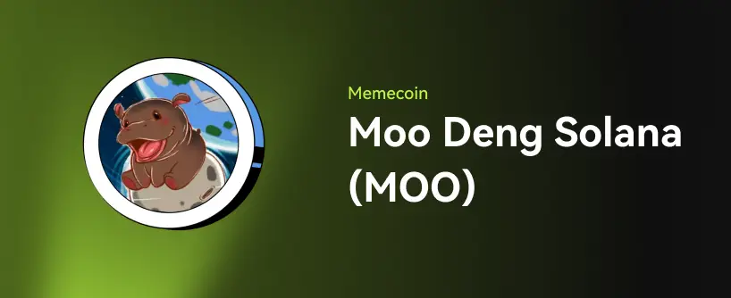 Bitunix A circular logo featuring a cartoon hippo with a red tongue and brown spots is on the left. To the right, text reads: Memecoin Moo Deng Solana (MOO), the best crypto to buy, on a green to black gradient background. | Bitunix Bitunix A circular logo featuring a cartoon hippo with a red tongue and brown spots is on the left. To the right, text reads: Memecoin Moo Deng Solana (MOO), the best crypto to buy, on a green to black gradient background.