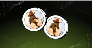 PNUT token displayed on a futuristic green and black grid-themed background.