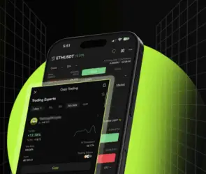 Mobile app showing Bitunix copy trading dashboard interface