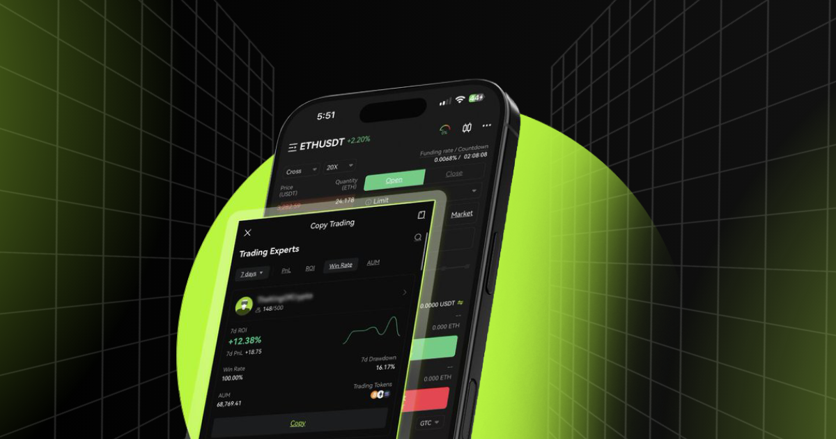 Mobile app showing Bitunix copy trading dashboard interface