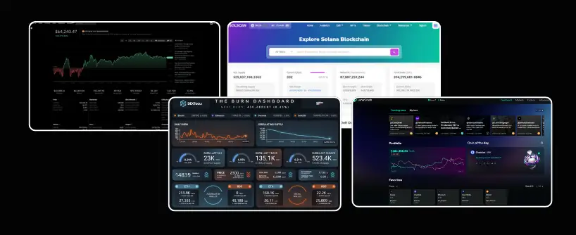 Bitunix A collage of four cryptocurrency dashboard interfaces displaying charts, analytics, portfolio summaries, and blockchain exploration tools for altcoins, all with dark-themed backgrounds and various data visualizations. | Bitunix Bitunix A collage of four cryptocurrency dashboard interfaces displaying charts, analytics, portfolio summaries, and blockchain exploration tools for altcoins, all with dark-themed backgrounds and various data visualizations.