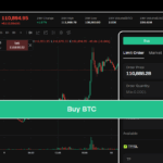 Crypto trading interface showing a limit order to buy BTC with USDT on a live chart