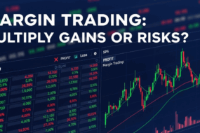 Crypto margin trading interface showing profit and loss data with candlestick chart, highlighting the risks and rewards of leveraged trading