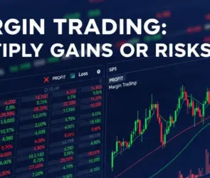 Crypto margin trading interface showing profit and loss data with candlestick chart, highlighting the risks and rewards of leveraged trading