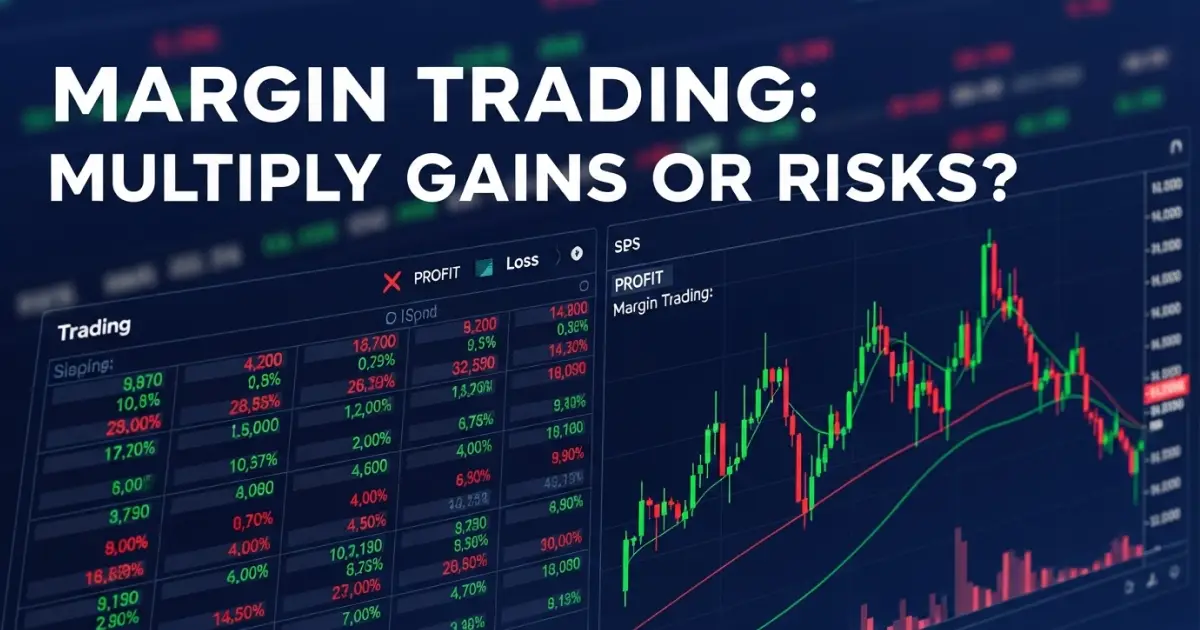 Crypto margin trading interface showing profit and loss data with candlestick chart, highlighting the risks and rewards of leveraged trading