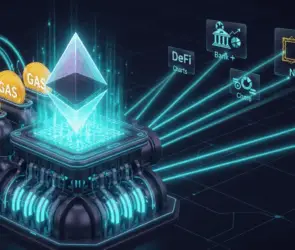 Ethereum gas fees powering blockchain transactions including DeFi, NFTs, and trading