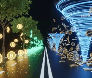 Visual comparison of Bitcoin Taproot privacy upgrades and Ethereum Tornado Cash, illustrating blockchain privacy approaches.