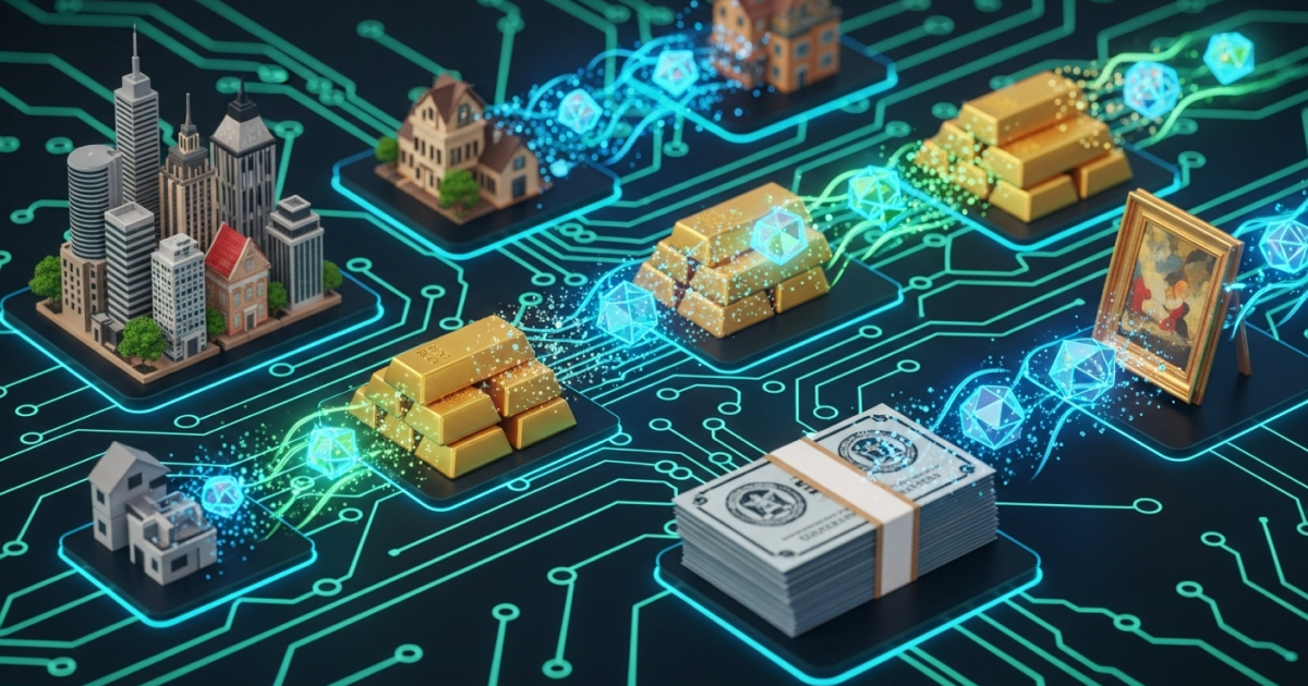 Digital tokenization of real world assets including real estate, gold, cash, and art on blockchain technology