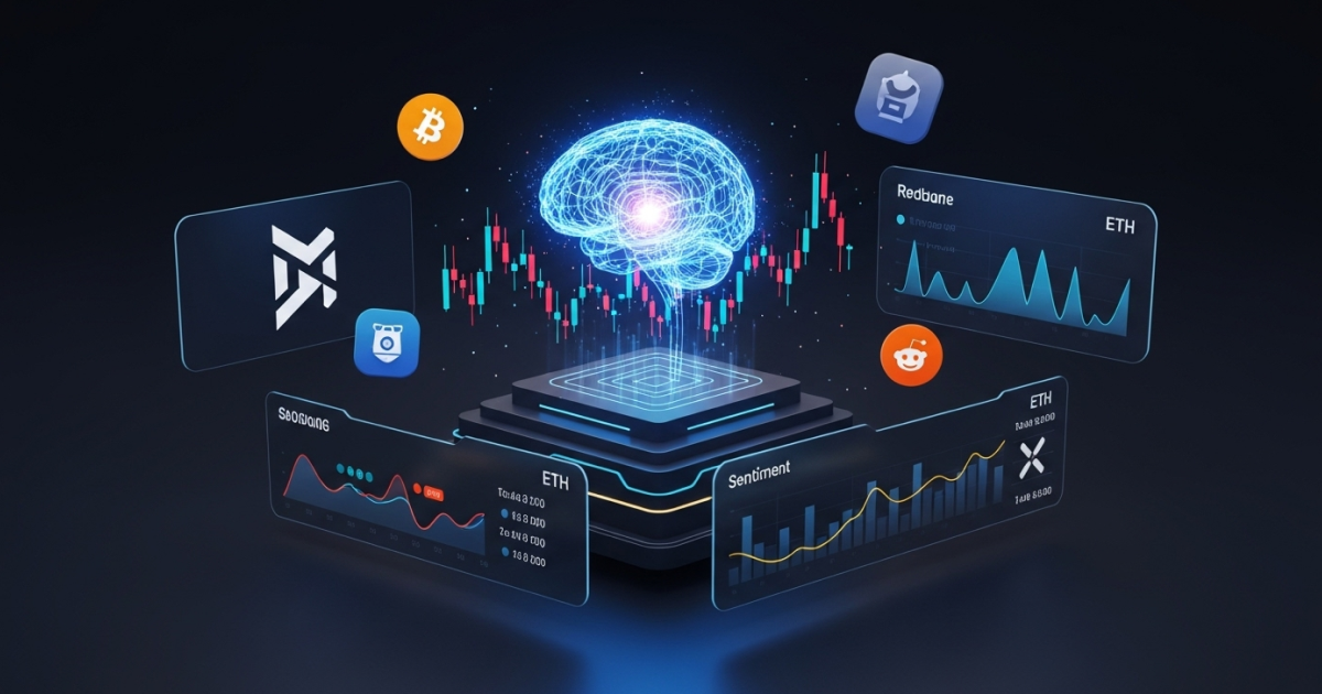 AI crypto trading bot interface displaying spot and futures charts with buy and sell signals.