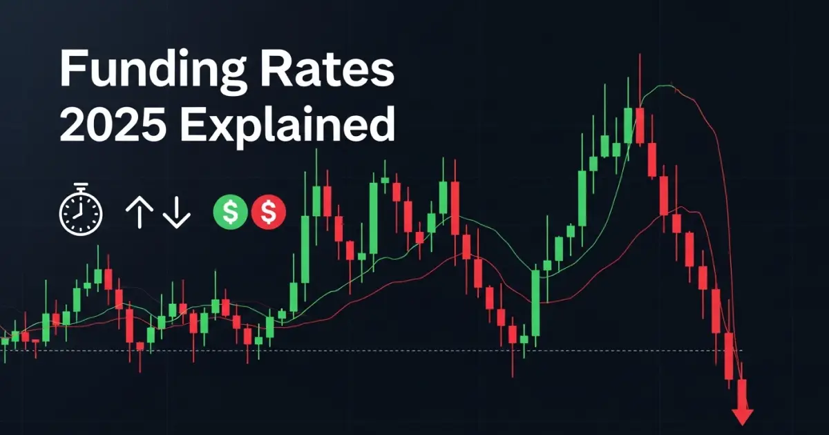 Crypto candlestick chart with funding rates 2025 explained, showing price trends and funding fee indicators.