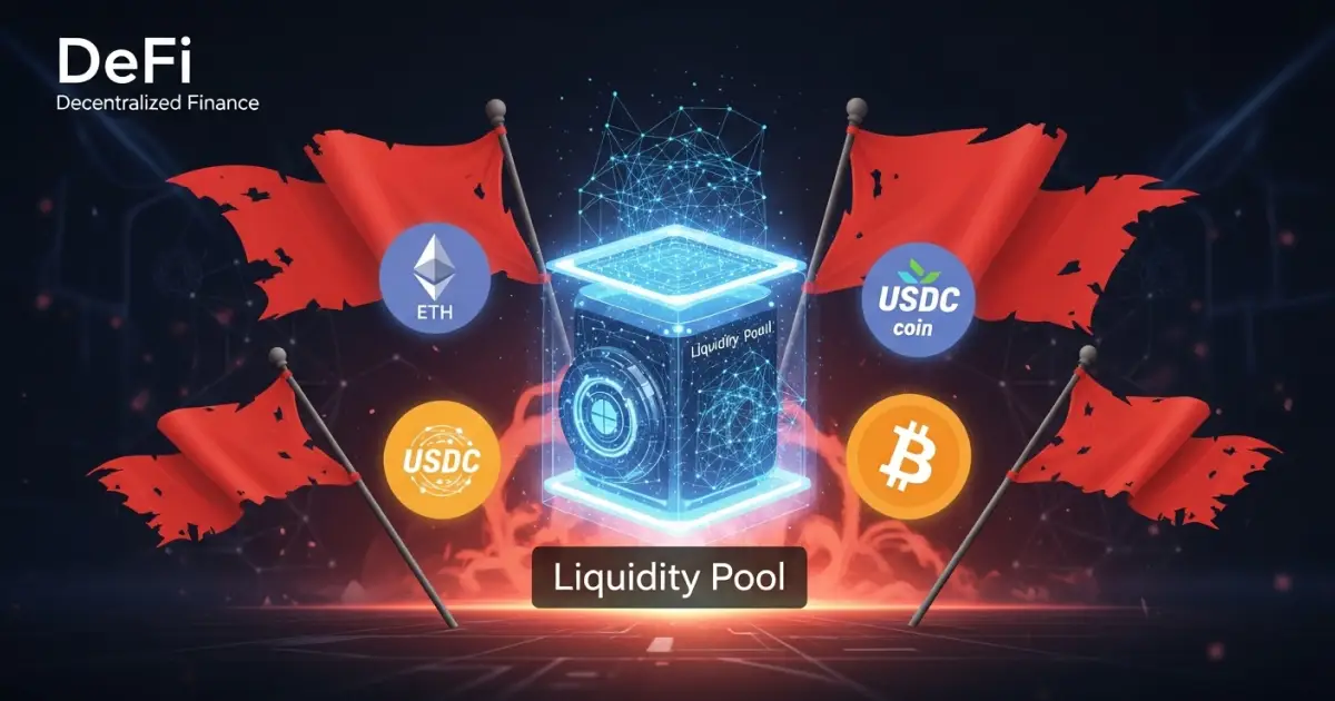Learn the key red flags before providing liquidity in DeFi, from fake APRs and admin key risk to pool imbalance and oracle issues, with practical checklists to stay safe.