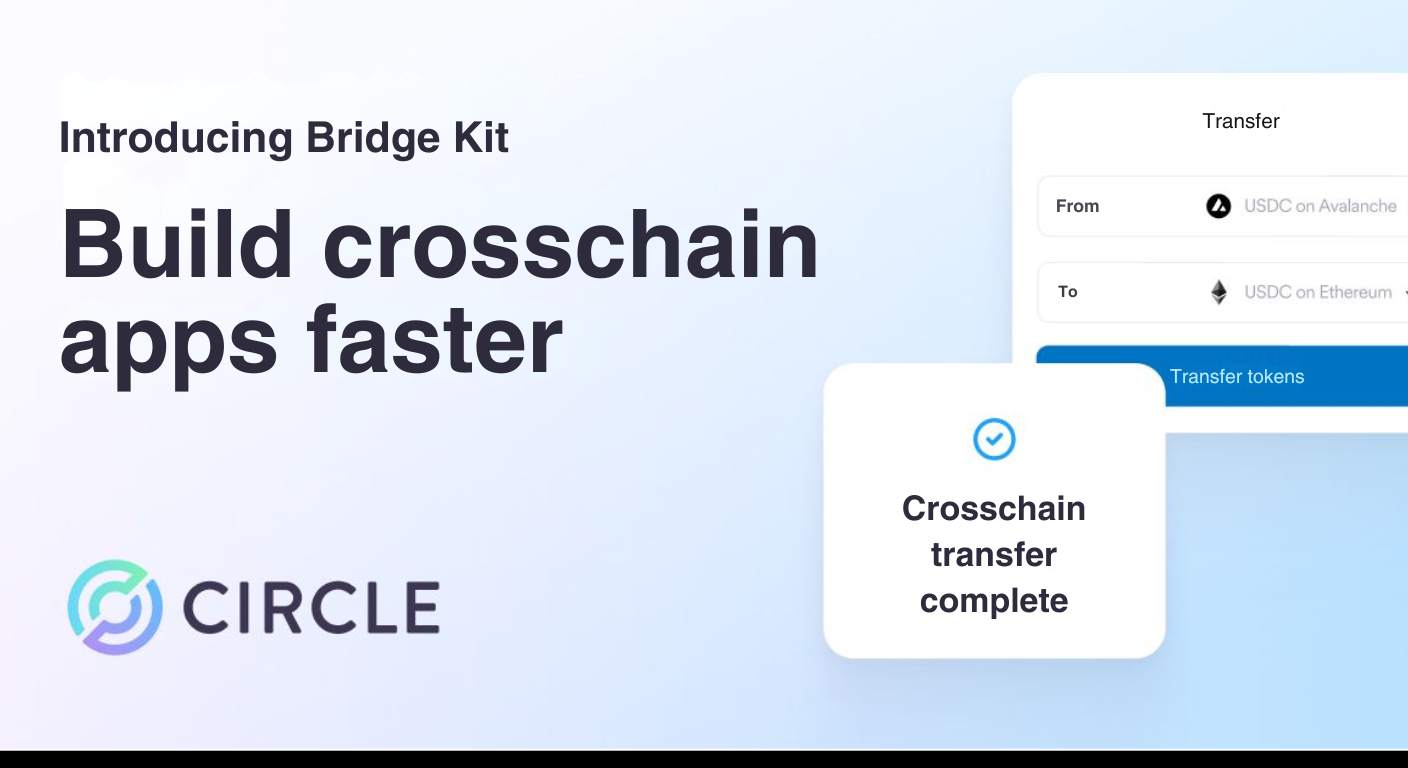 Bitunix A promotional graphic for Circle’s Bridge Kit shows the text “Build crosschain apps faster” and an interface for transferring tokens between Avalanche and Ethereum. A pop-up says, “Crosschain transfer complete.”.