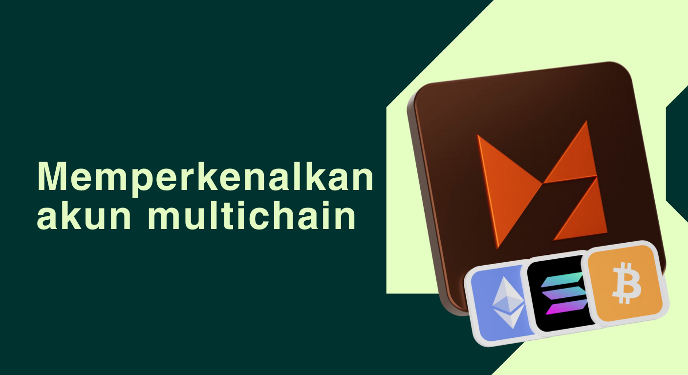 Bitunix Ilustrasi memperkenalkan akun multichain dengan logo dompet berwarna coklat dan ikon Ethereum, Solana, serta Bitcoin di kanan, disertai teks Memperkenalkan akun multichain di sebelah kiri.
