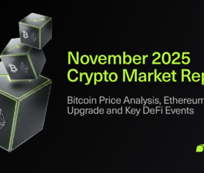 Stacked cubes with Bitcoin and Ethereum logos, text reads November 2025 Crypto Market Report: Bitcoin Price Analysis, Ethereum Upgrade and Key DeFi Events. Bitunix logo appears in the bottom right corner.