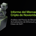 Bitunix Three cubes with logos of Bitcoin, Ethereum, and other cryptocurrencies float on a black background. Spanish text reads: Informe del Mercado Cripto de Noviembre 2025 with analysis details, and a Bitunix logo appears at the bottom right.