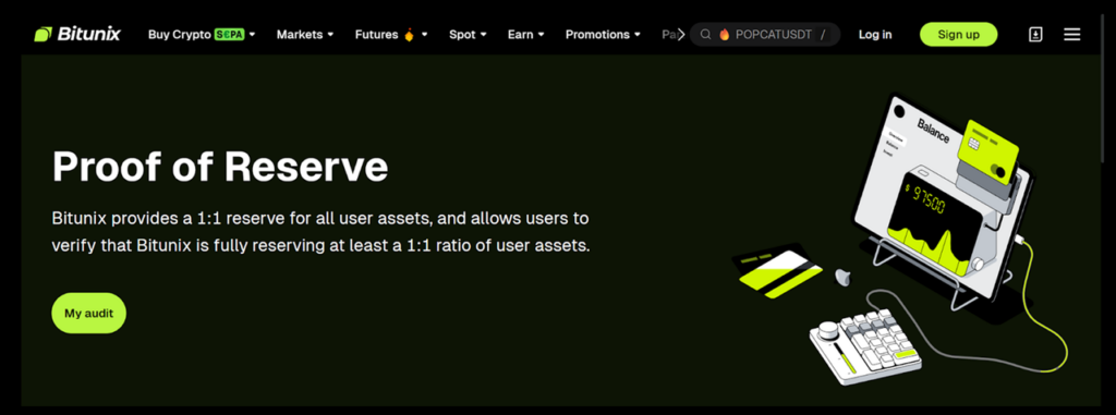 Live Proof of Reserves on Bitunix: verifiable 1:1 backing and self-check tools for user assets. Source: Bitunix.