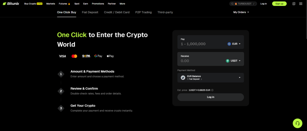 One-Click Buy Interface on Bitunix Exchange Website